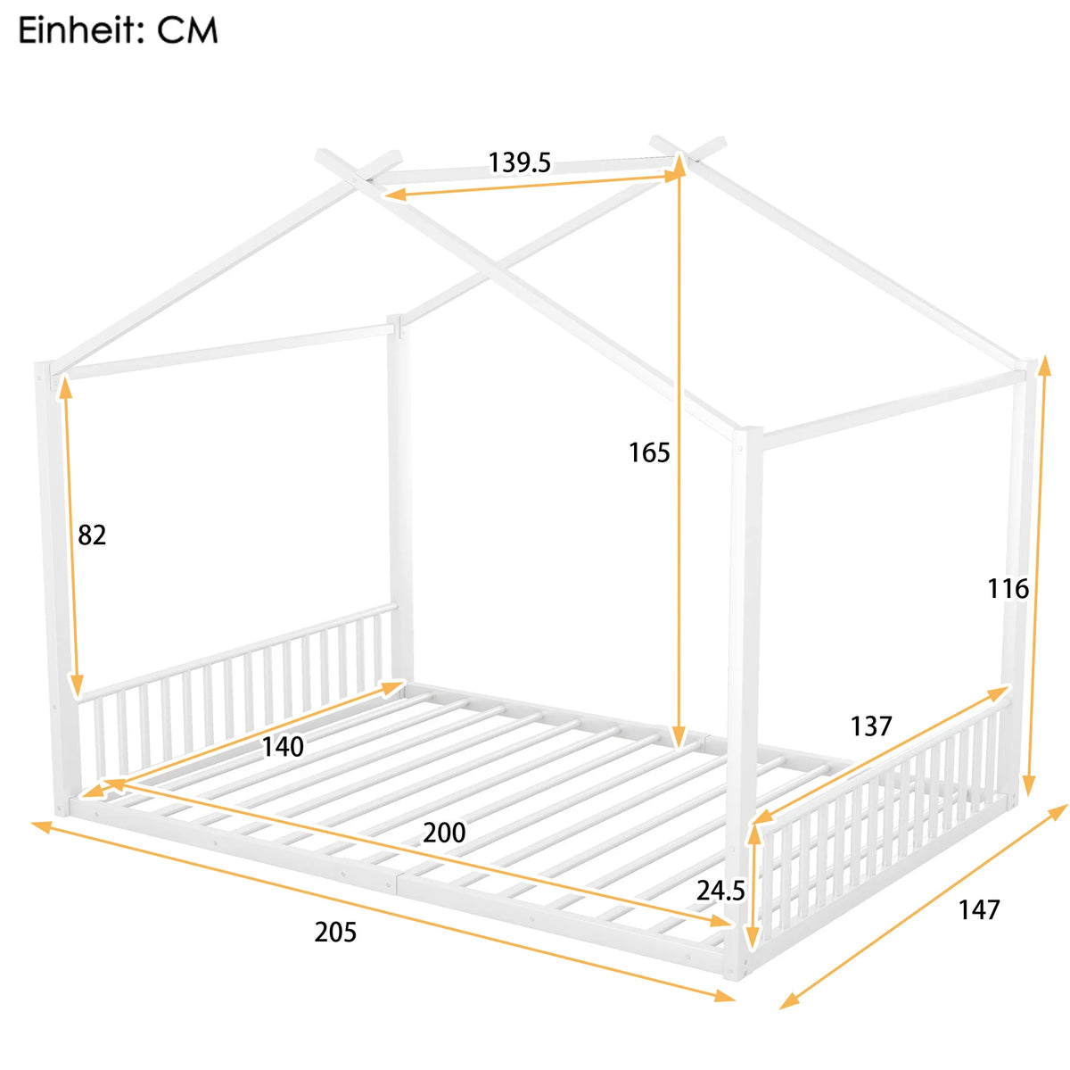 Dimensions du lit cabane La Lune : 205 × 147 × 165 cm