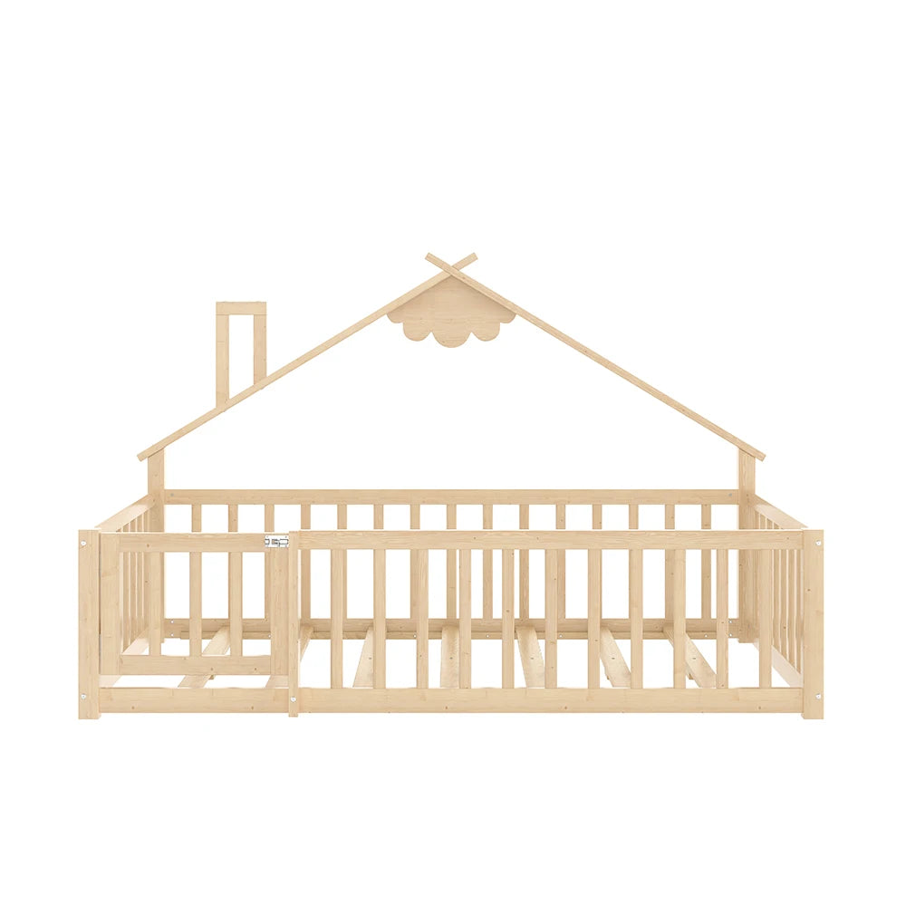 Lit cabane Montessori Le Nuage en finition bois naturel