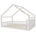Structure du lit cabane L'Étoile en blanc, toit en forme de maison