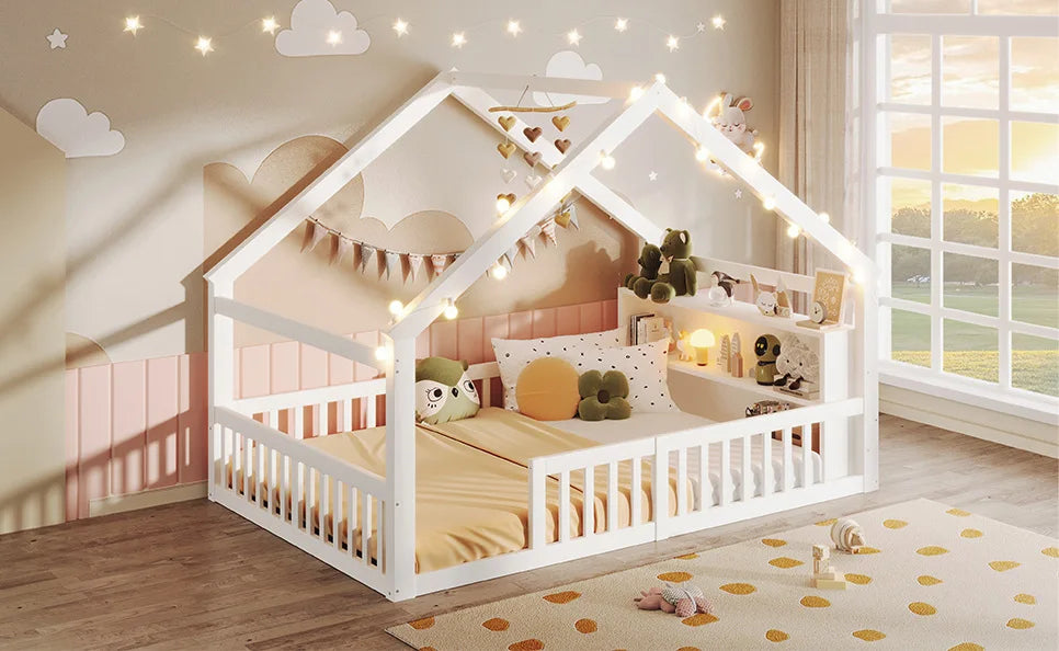 Lit cabane L'Étoile dans une chambre d'enfant décorée